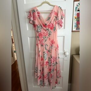 Signature by Robbie Bee Pink Floral Midi Dress